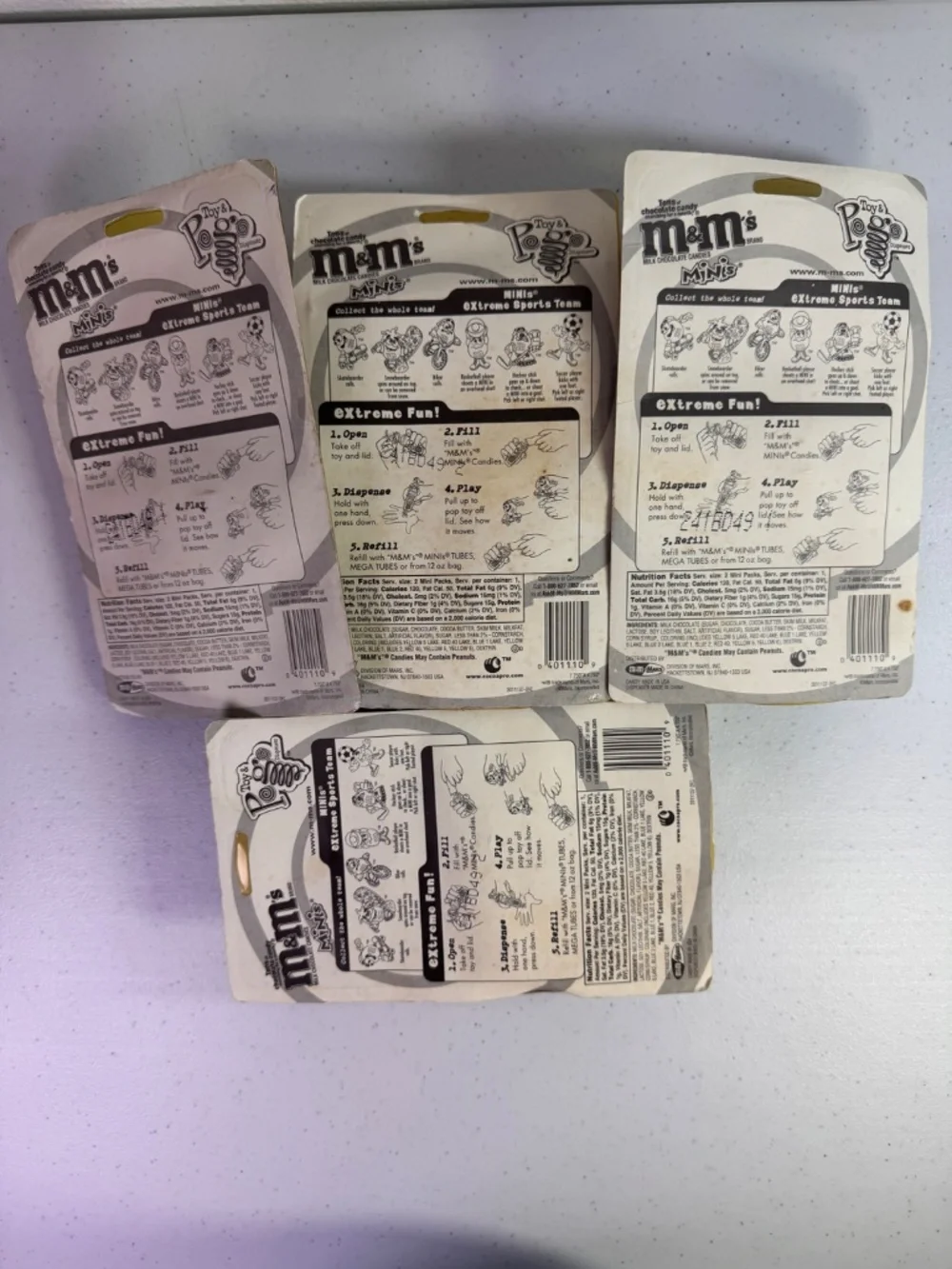 Vtg M&M's Minis Pogo Dispenser Bundle Set of 4 Biker Hockey Basketball & Soccer